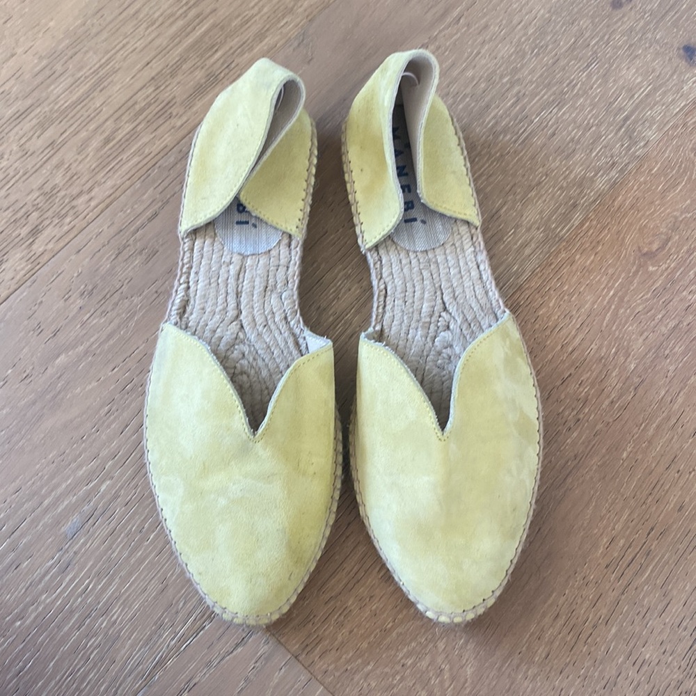 MANEBI Yellow Suede Flat Espadrilles